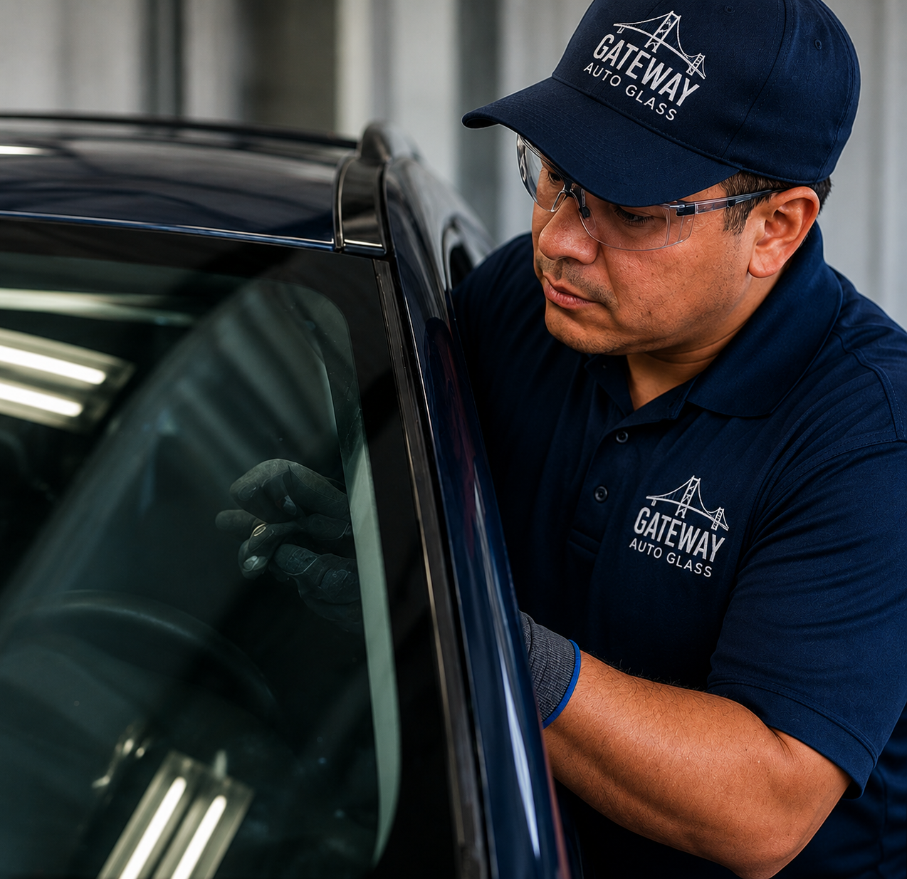 Gateway Auto Glass technician performing auto glass replacement service